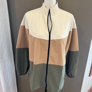 Women's light weight Shein cream, tan & green windbreaker, Size Medium
